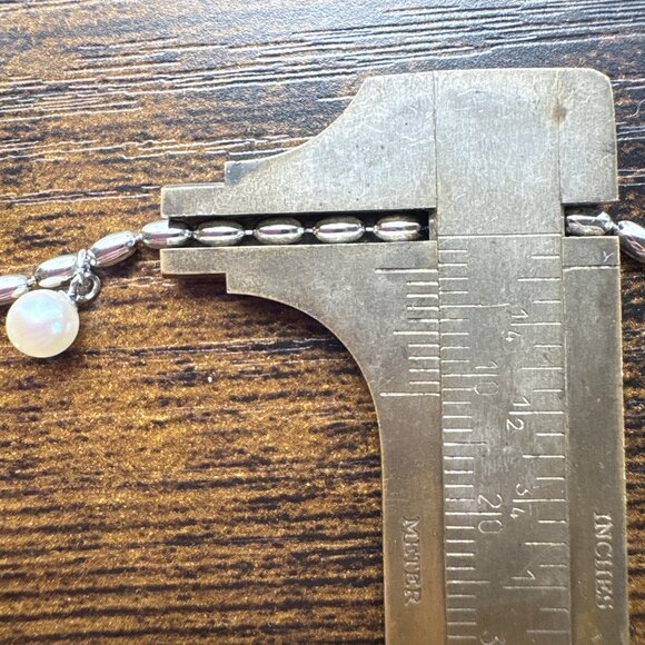 Sterling Silver 925 Natural Pearl Bead Design Chain Bracelet Size 7.25" Length - Picture 8 of 9